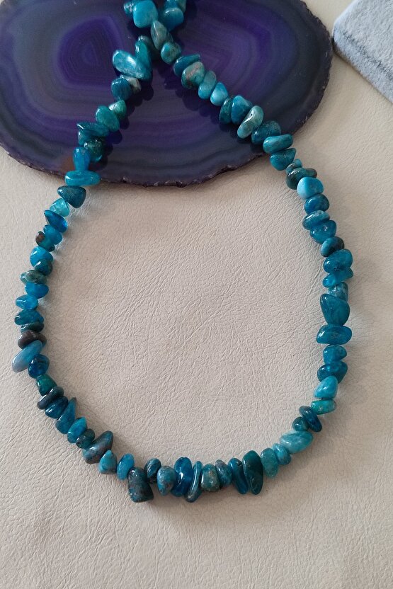 Sertifikalı Apatit Doğaltaş Kırıktaş Kolye