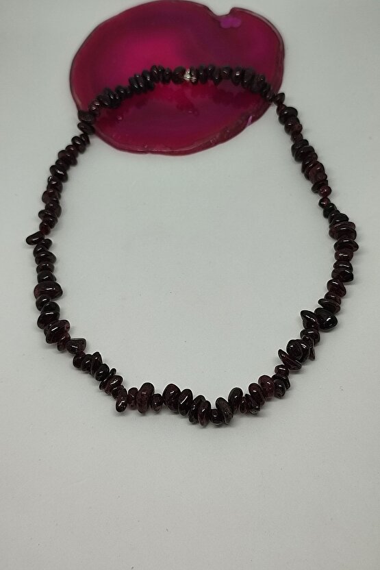 Sertifikalı Lal Granat Garnet Kırıktaş Doğaltaş Kolye