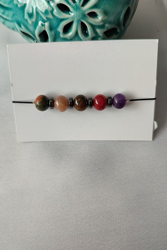 Sertifikalı Akrep Burcu Bileklik ( Unakit. Güneş Taşı.kaplangözü.yıldız Kuvars.ametist.hematit)