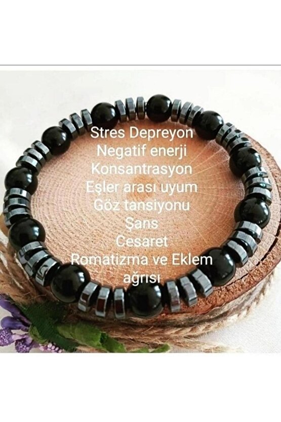 Sertifikalı Oniks Hematit Doğaltaş Bileklik