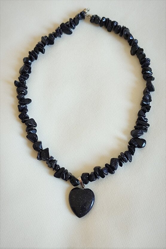 Sertifikalı Lacivert Yıldız Kalp Kırıktaş Doğaltaş Kolye