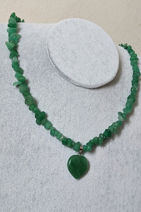 Sertifikalı Aventurin Kırıktaş Doğaltaş Kalp Kolye