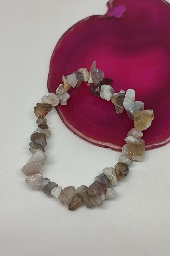 Sertifikalı Botswana Akik Kırıktaş Doğaltaş Bileklik