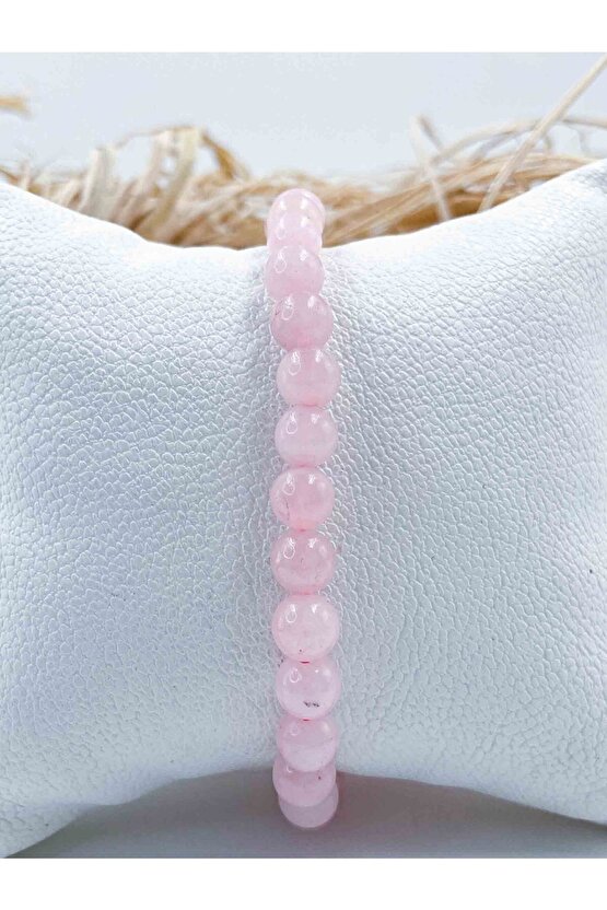 Pembe Kuvars Doğal Taş Bileklik 6 Mm