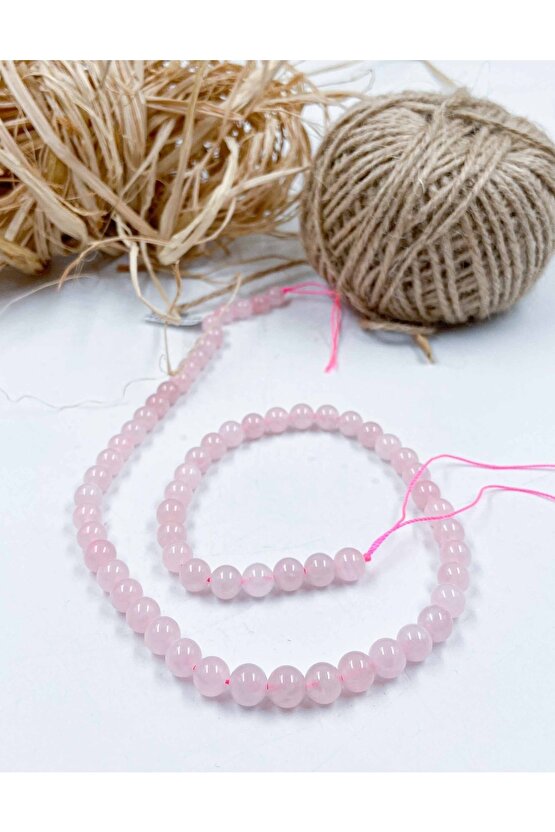 Madagaskar Pembe Kuvars Küre Kesim 6 Mm Doğal Taş Dizi
