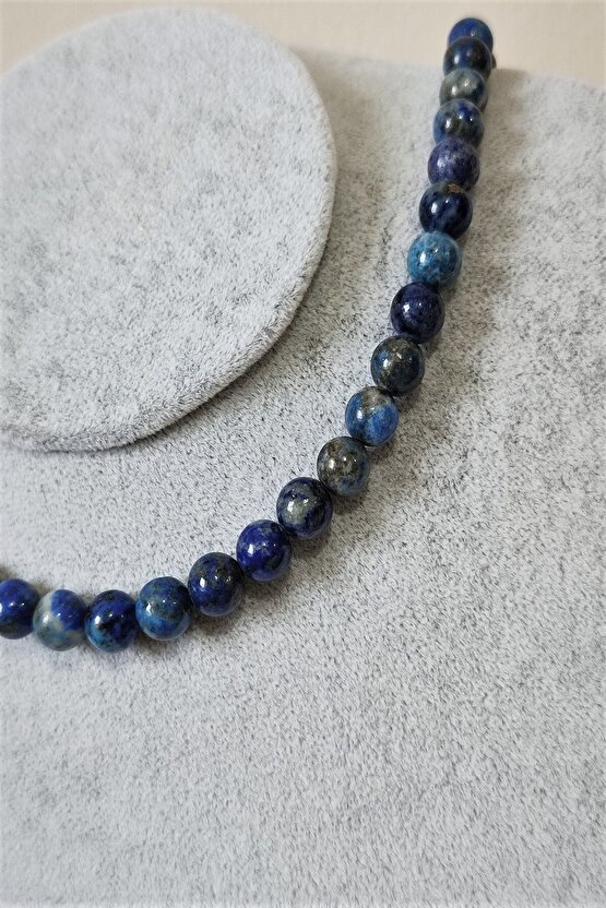 Sertifikalı 8 Mm Lapis Lazuli Doğaltaş Kolye