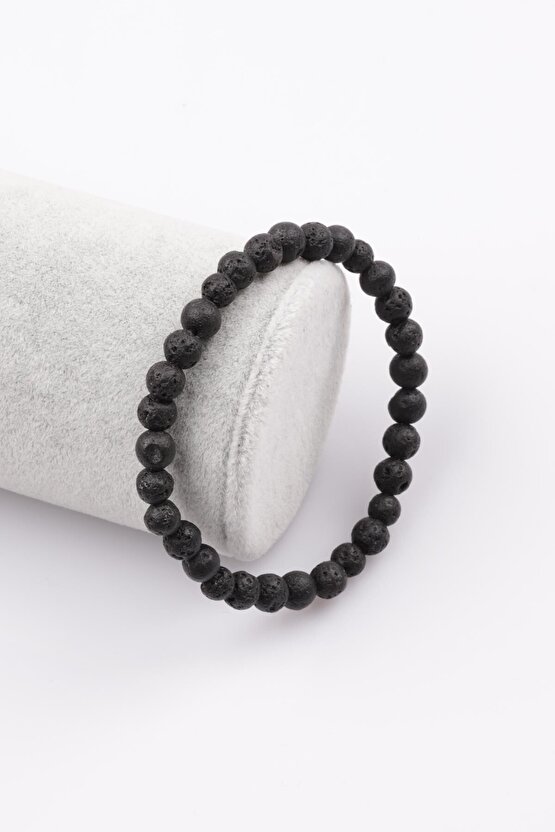 Lav Doğal Taş Bileklik 6 Mm Küre Kesim
