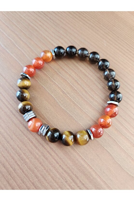 Doğaltaş Akik-Kaplangözü-Dumanlı kuvars bileklik