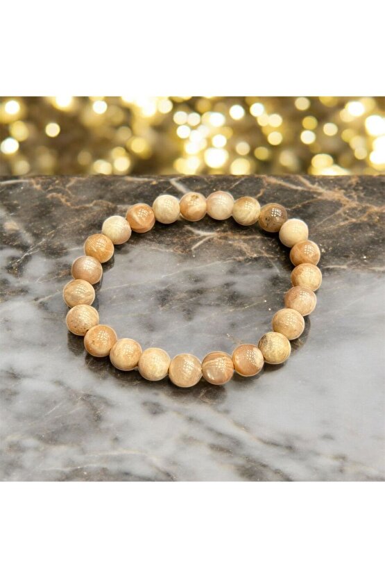 AuraStone Güneş Taşı Doğal Taş Açık Renk 8mm Bileklik