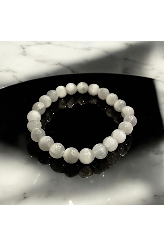 AuraStone Selenit Doğal Taş 8mm Bileklik
