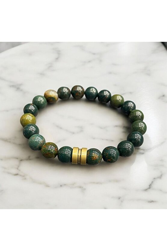 AuraStone Yosun Akik Doğal Taş Koyu 10mm Bileklik