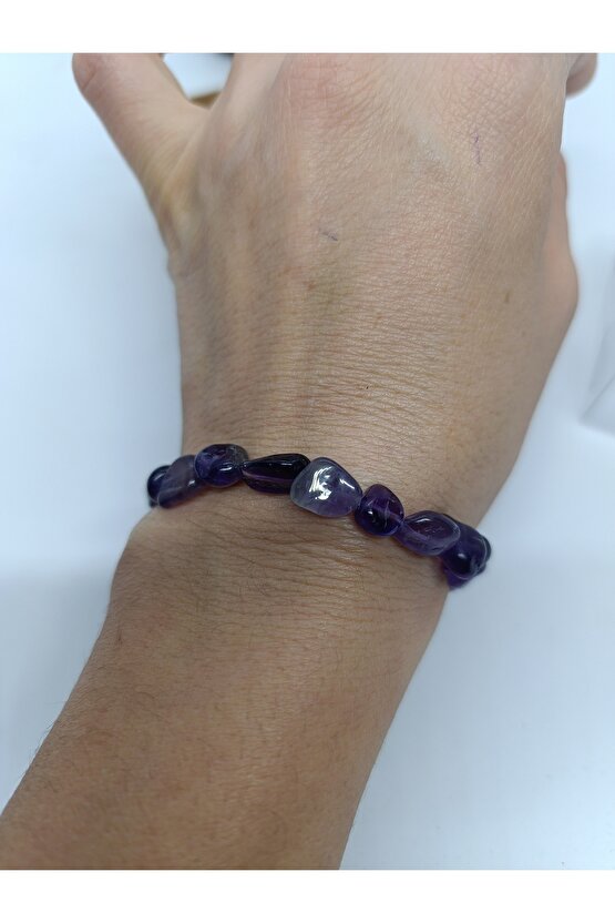 AMETİST TAŞI BİLEKLİK  ve KALP BİBLO SET -1001