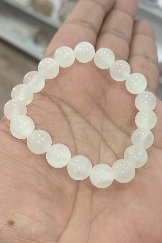 Selenit Taşı 10 mm Natural Doğaltaş Bileklik