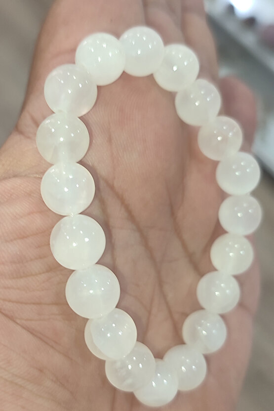 Selenit Taşı 10 mm Natural Doğaltaş Bileklik