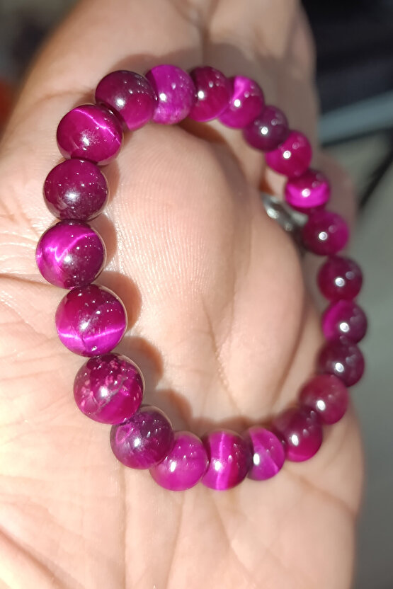 Kaplangözü Taşı Fuşya 8 mm Natural Doğaltaş Bileklik