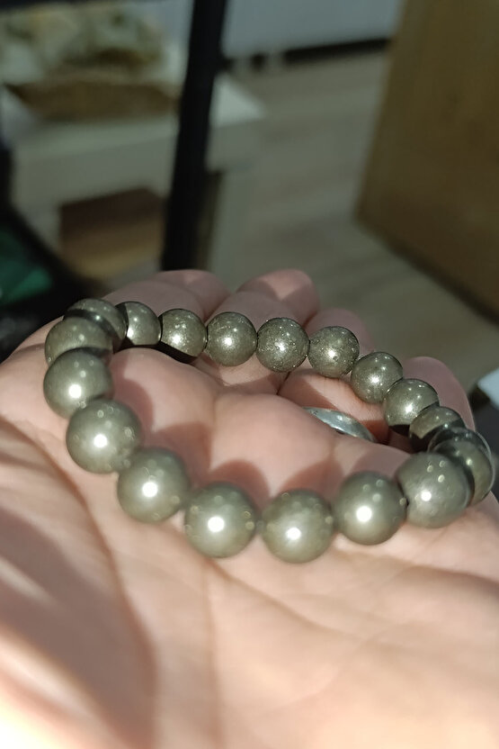 Pirit Taşı 10 mm Natural Doğaltaş Bileklik