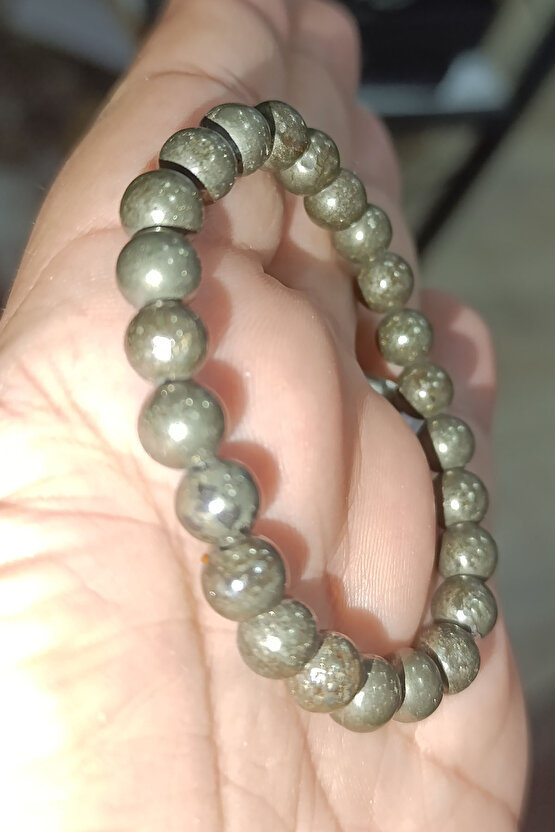 Pirit Taşı 8 mm Natural Doğaltaş Bileklik