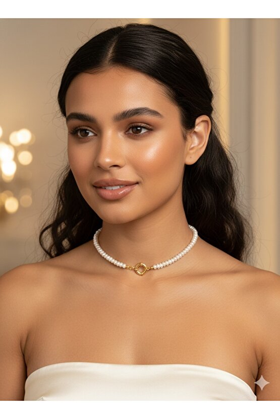 45 cm Sertifikalı Doğal Gerçek 5A+ Kalite İnci Rondel Kesim - Altın Kaplama Gemici Kilit