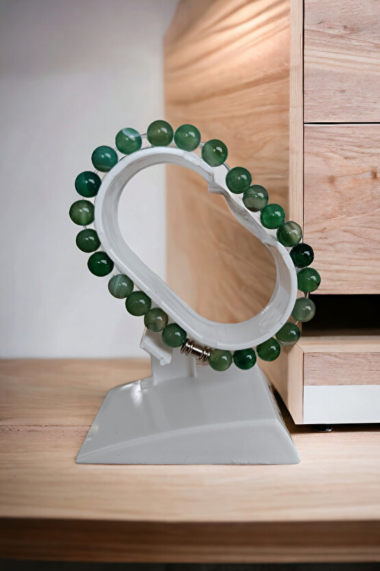 Yeşil Akik Taşı  Bileklik  Doğal Taşlar Orijinal Gerçek Akik Taşı Bileklik Doğal Taş Takı Seti