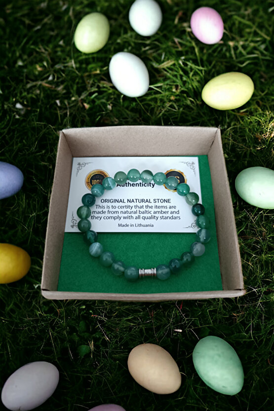 Yeşil Akik Taşı  Bileklik  Doğal Taşlar Orijinal Gerçek Akik Taşı Bileklik Doğal Taş Takı Seti