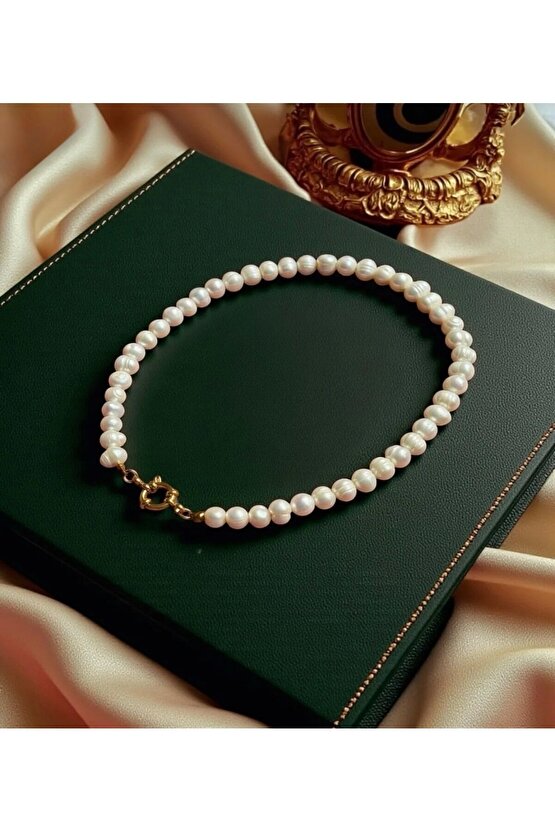 50 Cm Sertifikalı Gerçek Doğal 8 mm İnci Kolye - Gemici Kilit