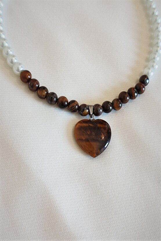 6 Mm Kalplangözü, Cam Inci Doğaltaş Choker Kolye