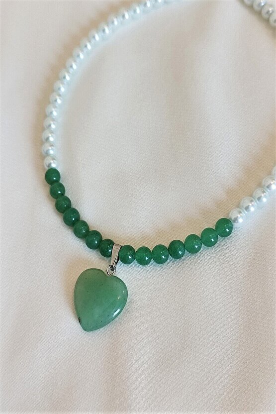 6 Mm Aventurin, Cam Inci Doğaltaş Choker Kolye