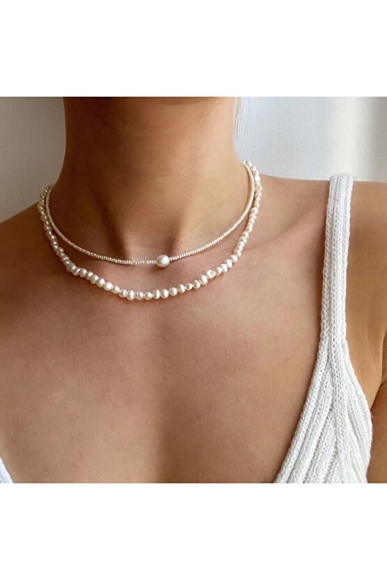 Gerçek Kültür Incisi Barok Inci Kolye, Doğal Tatlı Su Incisi Kolye, Altın Kaplama Doğal Inci Kolye