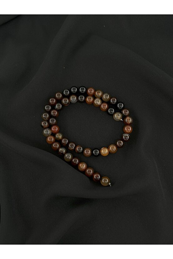 KOYU KAHVE AKİK DÜZ KESİM DOĞALTAŞ 8 MM DİZİ