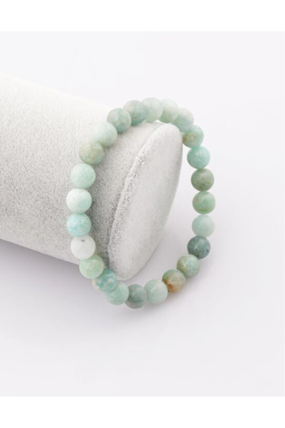 Gerçek Amazonit Doğal Taş Bileklik 8 mm A Kalite 18 cm