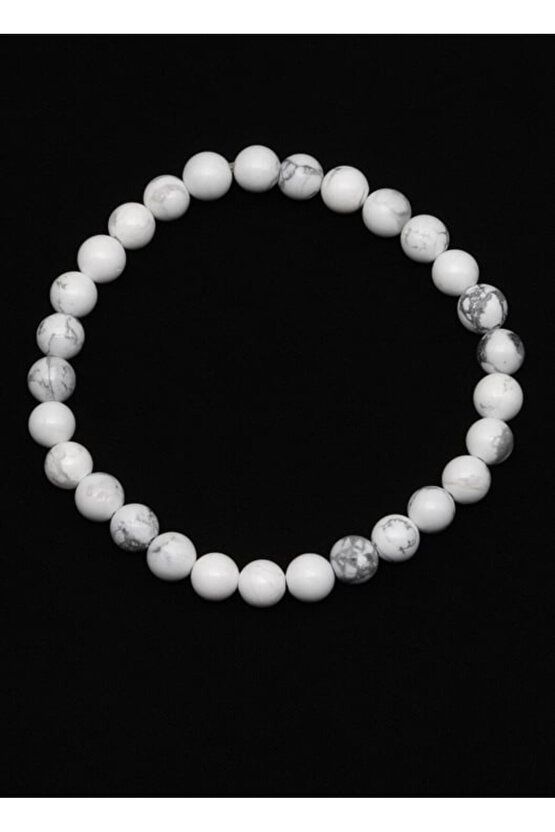 Gerçek Havlit Doğal Taş 6 mm Bileklik 18 Cm