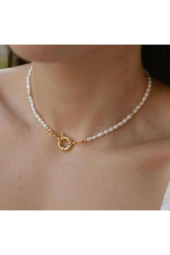 Gerçek Arpa İnci Kolye Bileklik Set 55 Cm