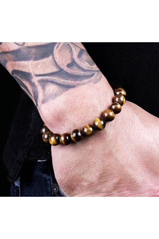 Doğal Taş 8mm 4lü Set Muhteşem Yarı Değerli Siyah Oniks Lav Kaplan Göz Şifa Kadınlar Ve Erkek Için