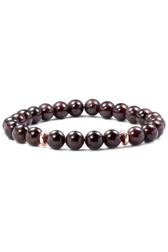 Lal Garnet - Hematit Doğal Taş Bileklik 8 Mm