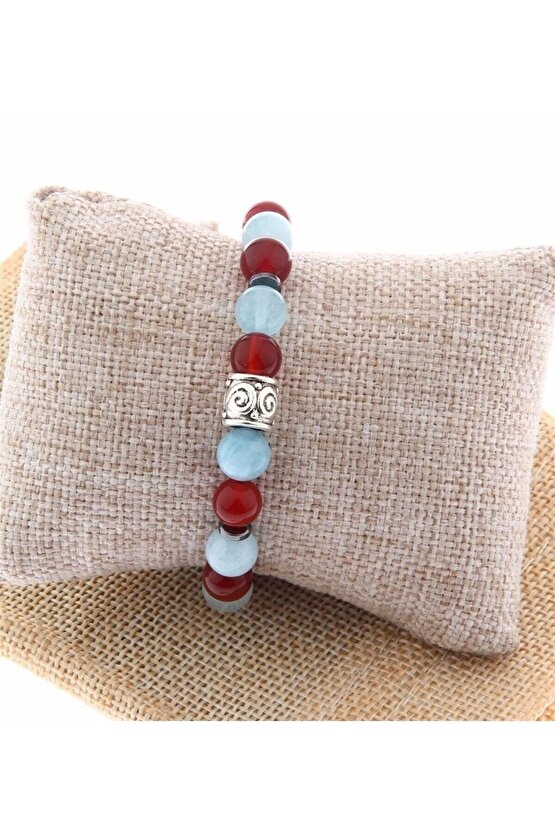 Hematit, Akik, Aquamarin Doğal Taş 8 Mm Bileklik