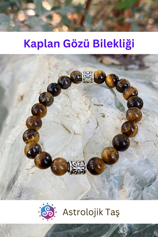 Doğal Taş Kaplan Gözü Bilekliği - Koruma -güç -cesaret - Ticari Başarı