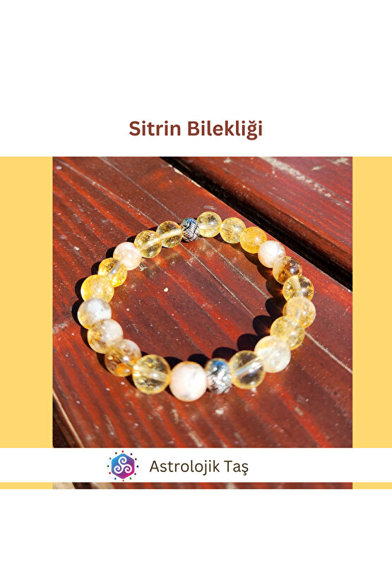 Doğal Taş Sitrin Bileklik, Para Taşı, Enerji Taşı, Bereket Taşı