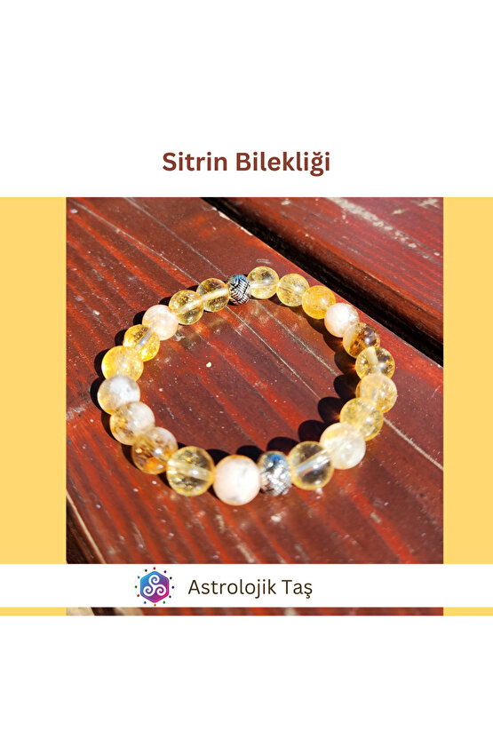 Doğal Taş Sitrin Bileklik, Para Taşı, Enerji Taşı, Bereket Taşı