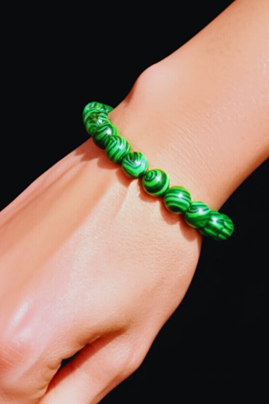 Doğal Makalit Taşı Bileklik Silikon İpli Esnek Fayda Alanı Negatif Enerjiyi Emer