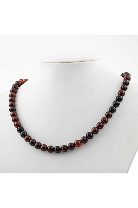 Hessonit Lal 8 mm Dizi Doğal Taş Kolye