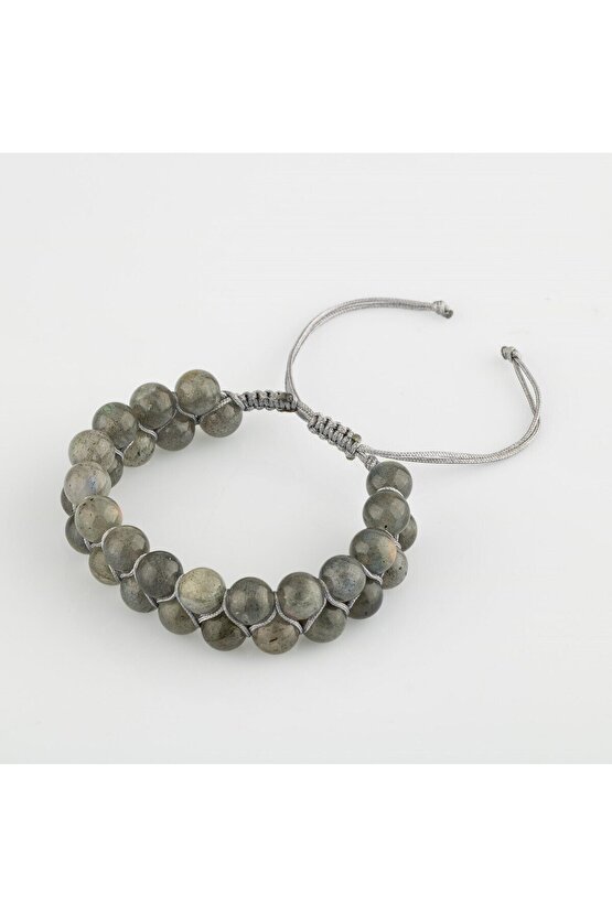 Labradorit 8mm Çift Sıra Makrome Doğal Taş Bileklik
