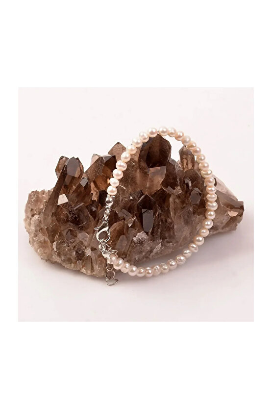 Gerçek İnci 4 mm Gümüş Bileklik