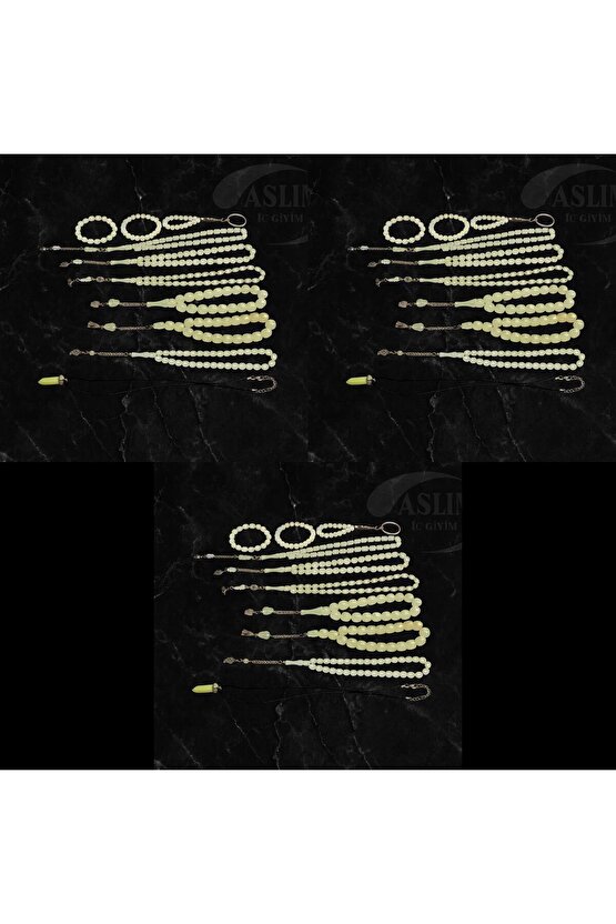 Fosforlu Kedigözü 30Lu Set-Tesbih Kolye Bileklik Anahtarlık Seti-Karanlıkta Parlar-Hediye Aksesuar