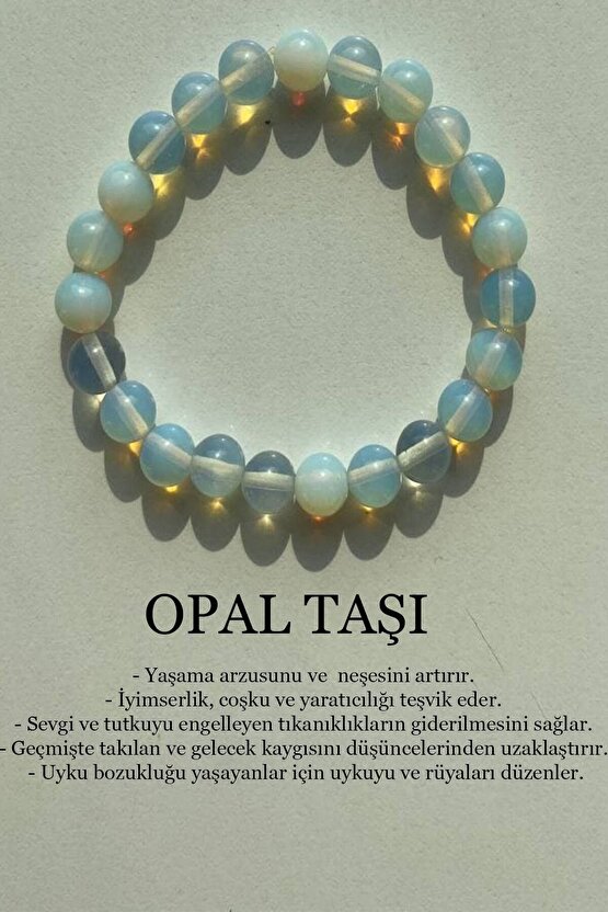 Su Mavisi Opal Taşı Bileklik Doğaltaş Bileklik