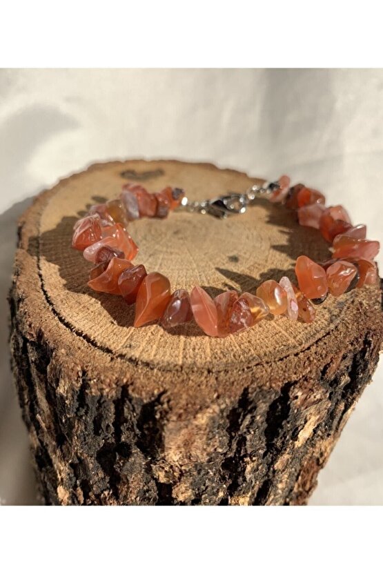 Doğal Kırmızı Akik Taşı Kırıktaş Bileklik