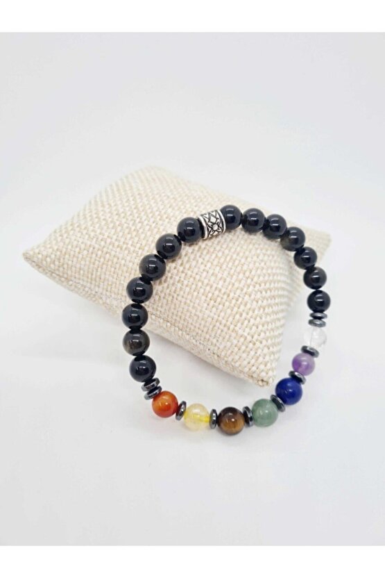 Doğal 7 Çakra Bilekliği Kristalkuvars Ametist Lapis Lazuli Aventurin Kaplan Gözü Sitrin,akik,hematit