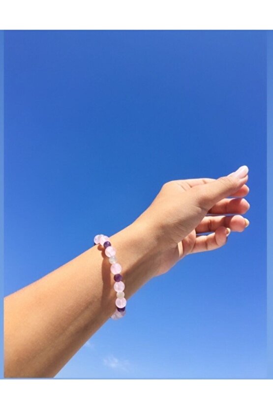 Gerçek Doğal Taş Ametist Pembe Kuvars Ay Taşı