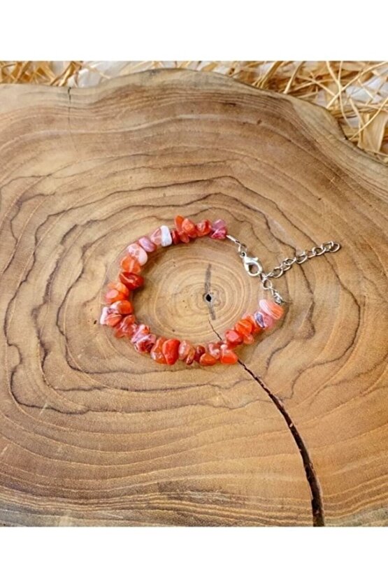 Gerçek Doğaltaş El Yapımı Akik Taşı Kırıktaş Ayarlanabilir Bileklik