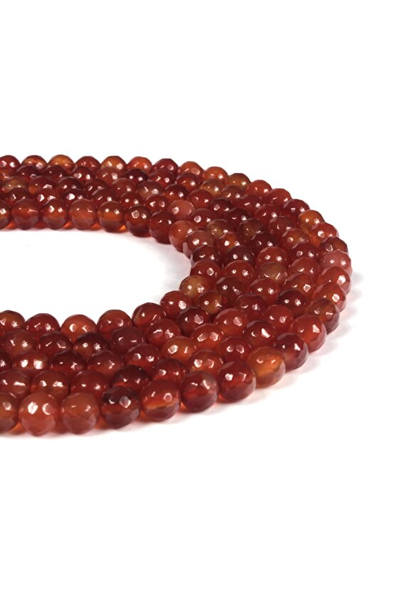 Yemen Akik Doğal Taş Parlak Küre Faset Kesim 6mm Dizi