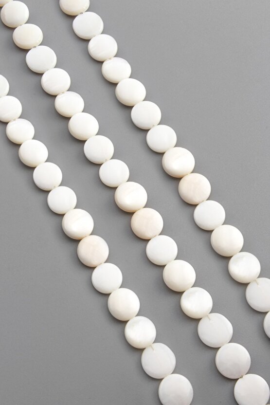 Doğal Taş Parlak Beyaz Daire Kesim 9x3mm Dizi [AA]